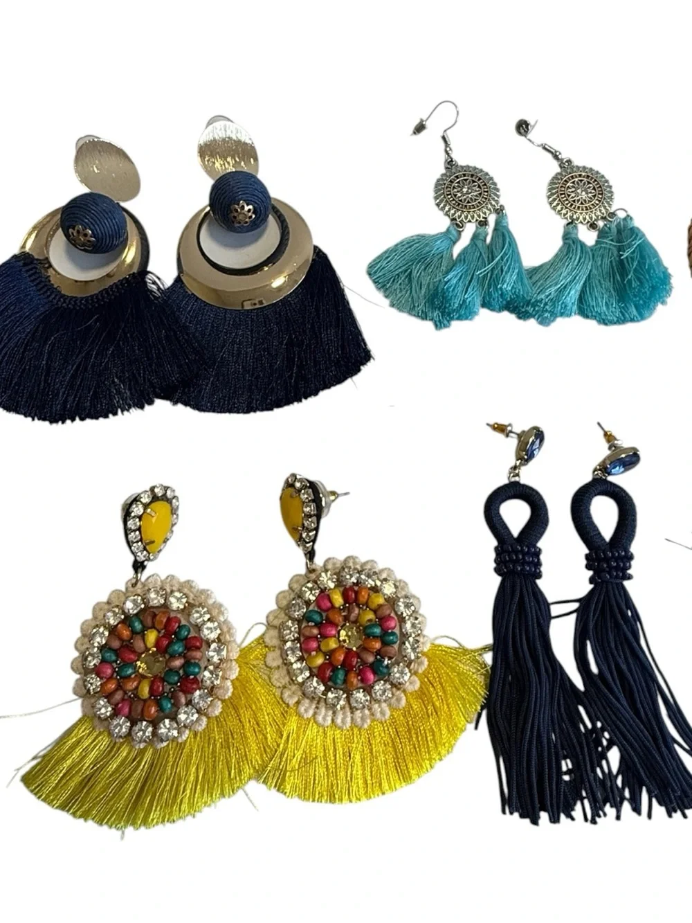 Trendy Statement Earring Bundle Bright Colorful Boho Glam tassel‎ Jewelry Lot